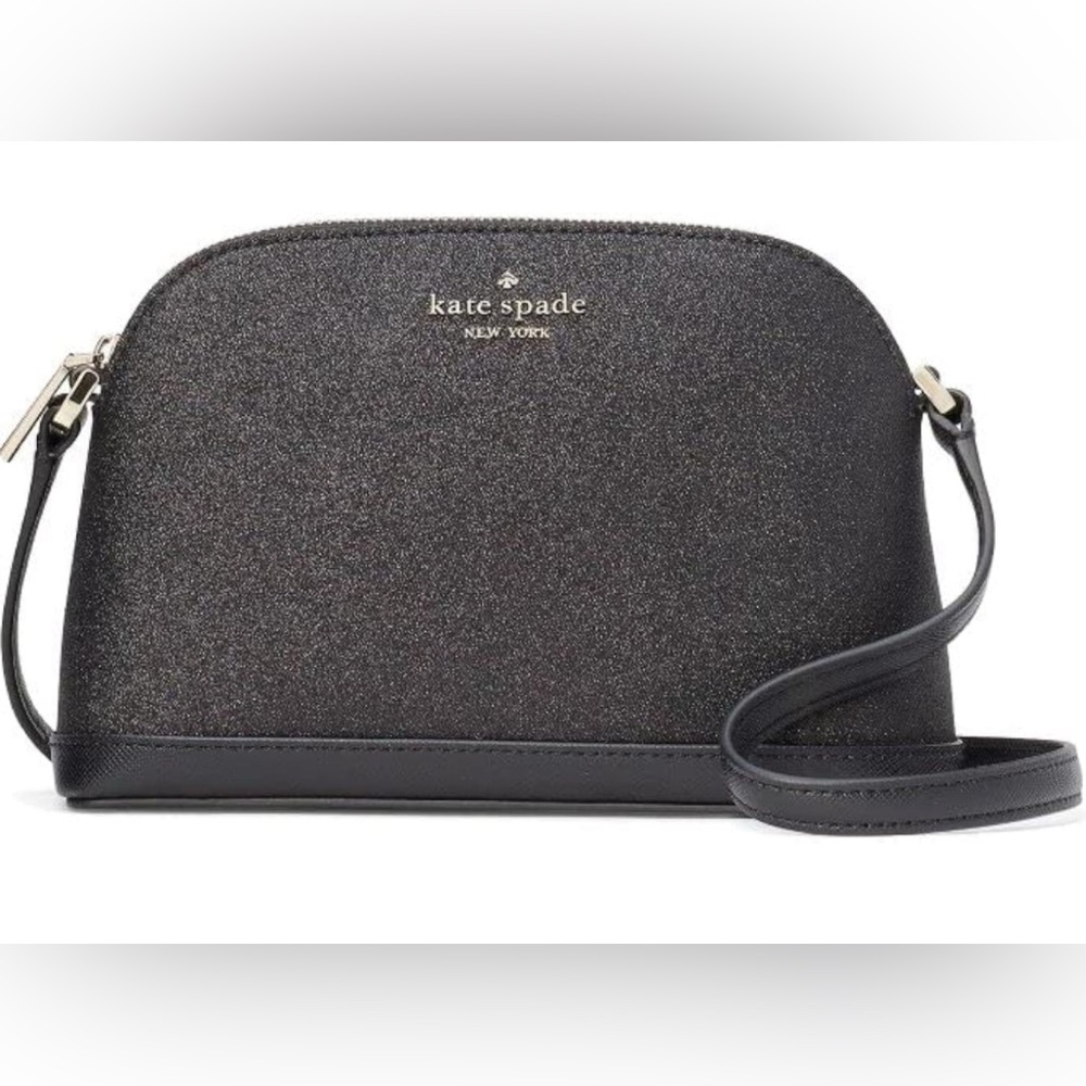 Kate Spade ♠️ NWT New York Small Dome Black Glitter Crossbody Bag